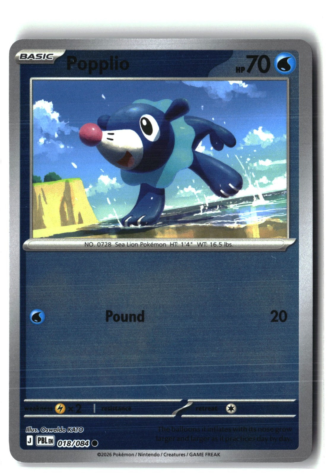 Popplio Reverse Holofoil NM (Pitch Black 018/084)