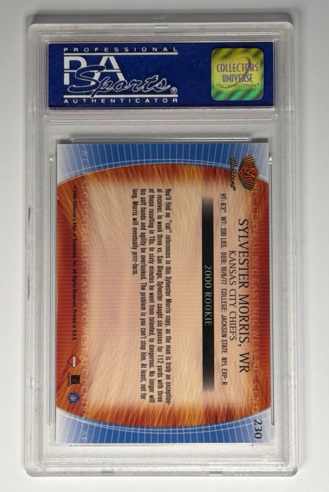 2000 Collector's Edge Masters - Sylvester Morris #230 Retail (RC) PSA GEM MT 10