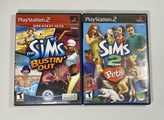 The Sims Bundle: Busting’ Out & Sims 2 Pets (Sony Playstation 2) Both CIB & Work