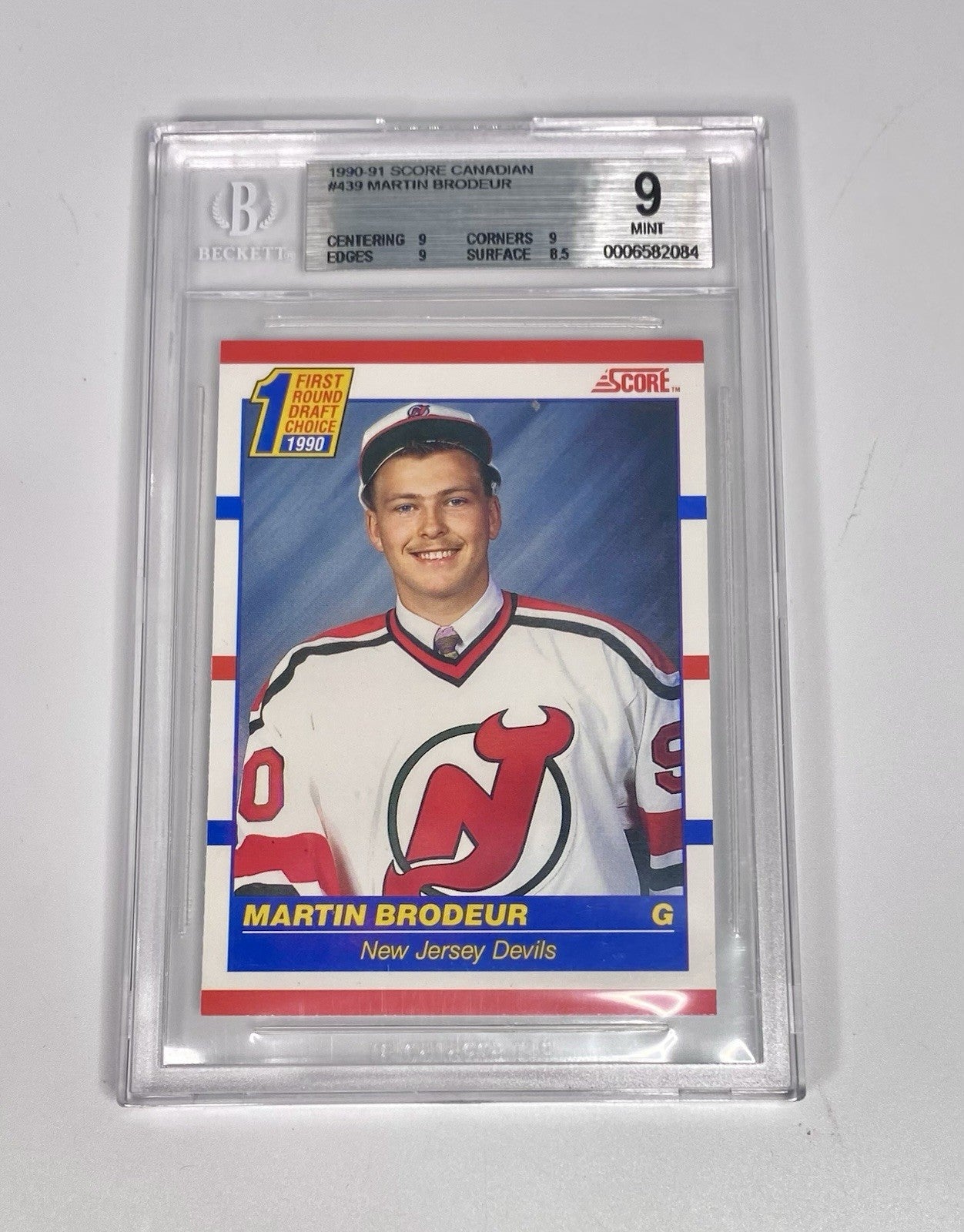 1990-91 Score Martin Brodeur 1st Round DP #439 BGS 9 Beckett Mint