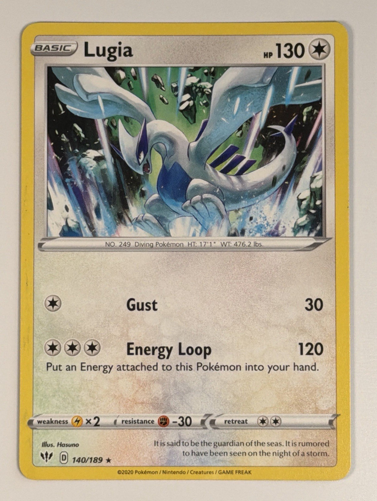 Lugia 140/189 Rare Darkness Ablaze Pokemon TCG MP