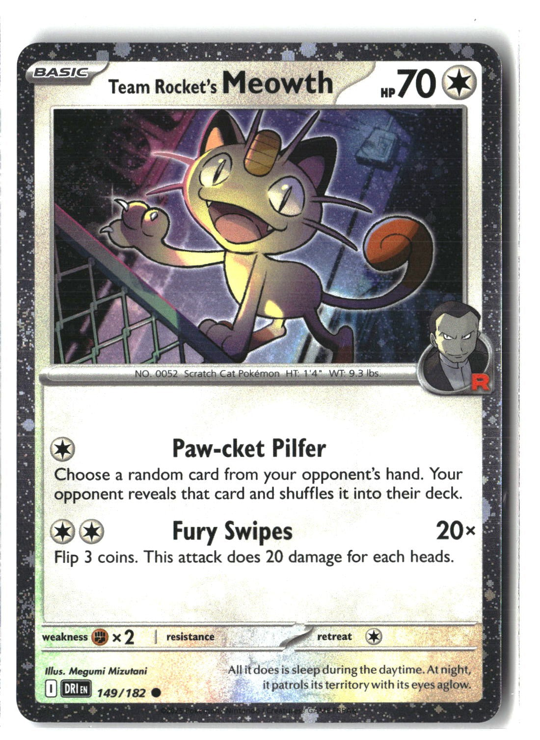 Team Rocket's Meowth (Cosmos Holo) Holofoil NM (MCAP 149/182)