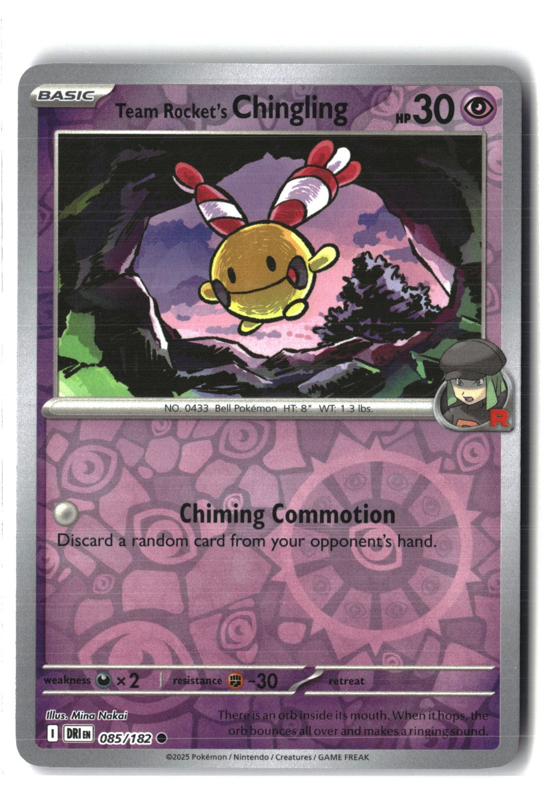 Team Rocket's Chingling Reverse Holofoil NM (Destined Rivals 085/182)