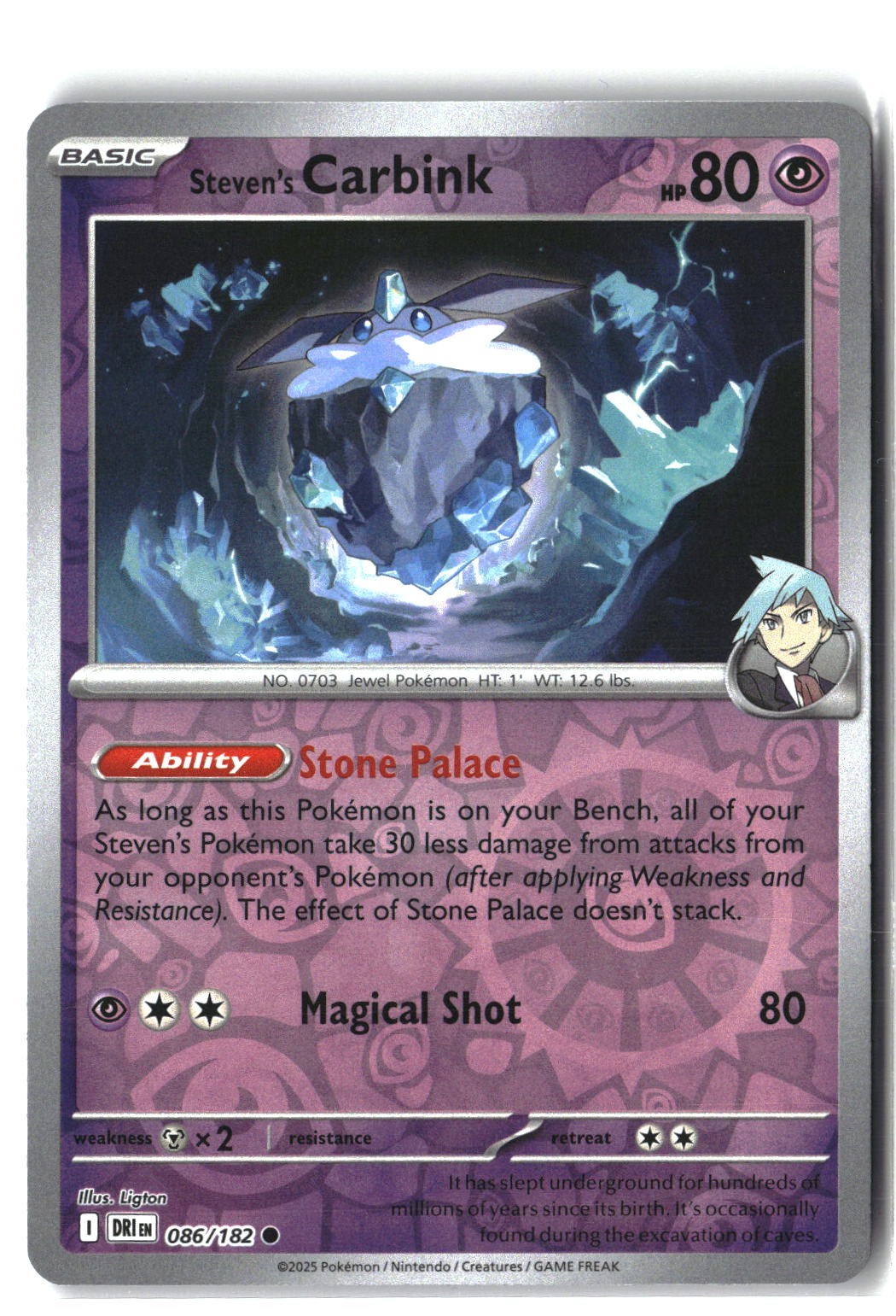 Steven's Carbink Reverse Holofoil NM (Destined Rivals 086/182)