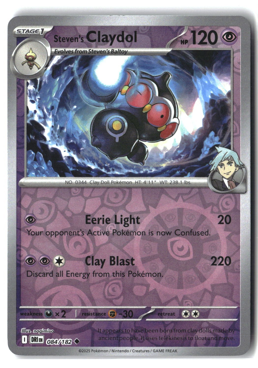 Steven's Claydol Reverse Holofoil NM (Destined Rivals 084/182)