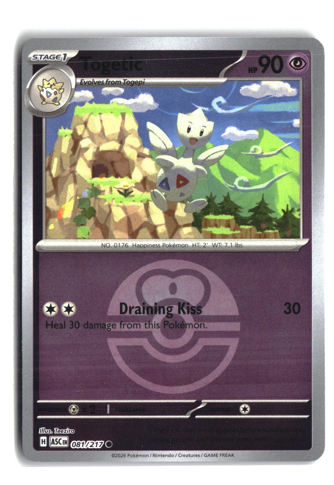 Togetic (Love Ball) Reverse Holofoil NM (ME: Ascended Heroes 081/217)