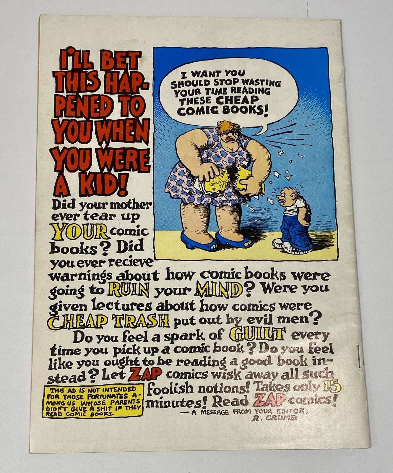 ZAP COMIX No. #0 8th PRINTING - ROBERT CRUMB - APEX NOVELTY COMPANY