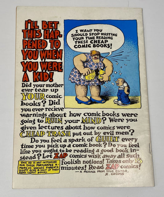 ZAP COMIX No. #0 8th PRINTING - ROBERT CRUMB - APEX NOVELTY COMPANY