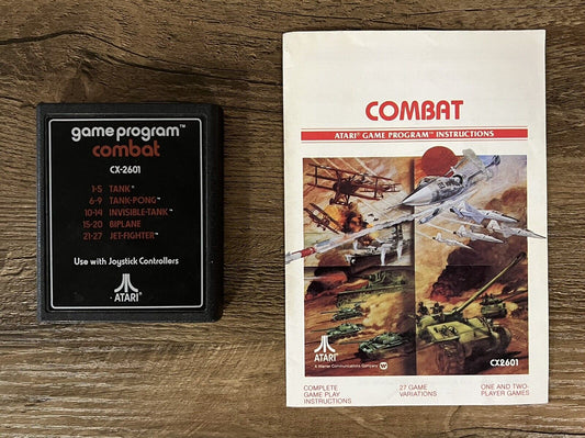 Combat: Text Label (Atari 2600, 1977) CART ONLY WITH MANUAL