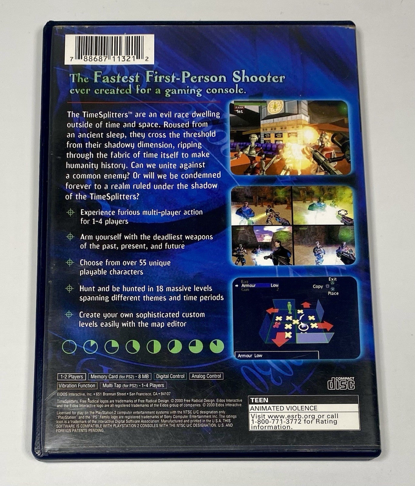 TimeSplitters (Sony PlayStation 2, 2000) PS2 Complete CIB W/ Manual, Tested