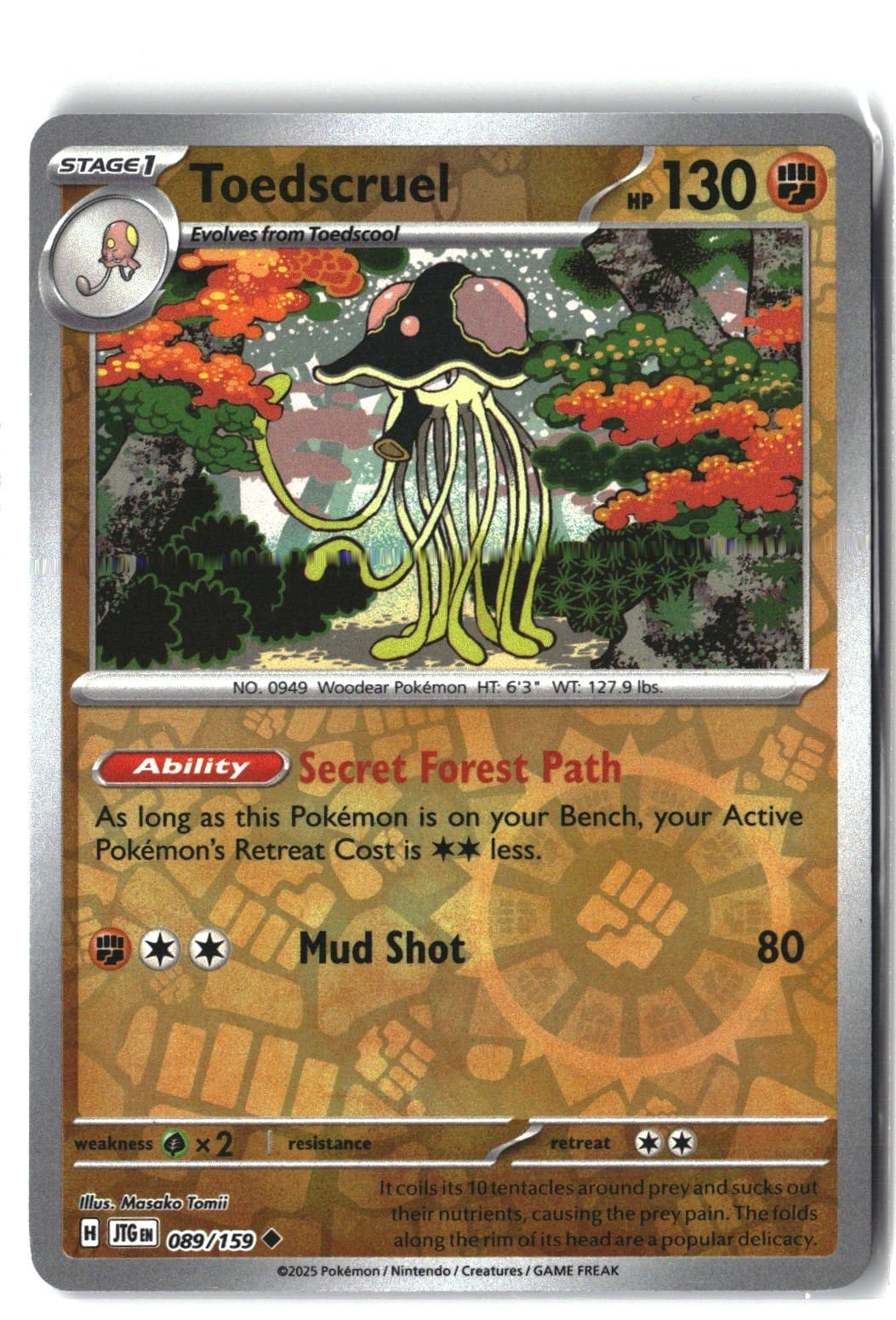 Toedscruel Reverse Holofoil NM (Journey Together 089/159)