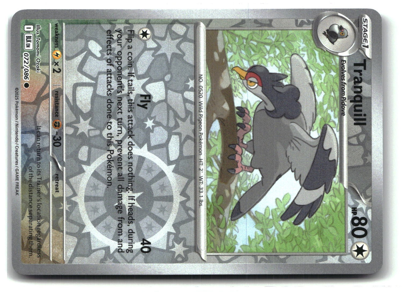 Tranquill Reverse Holofoil NM (SV: Black Bolt 072/086)