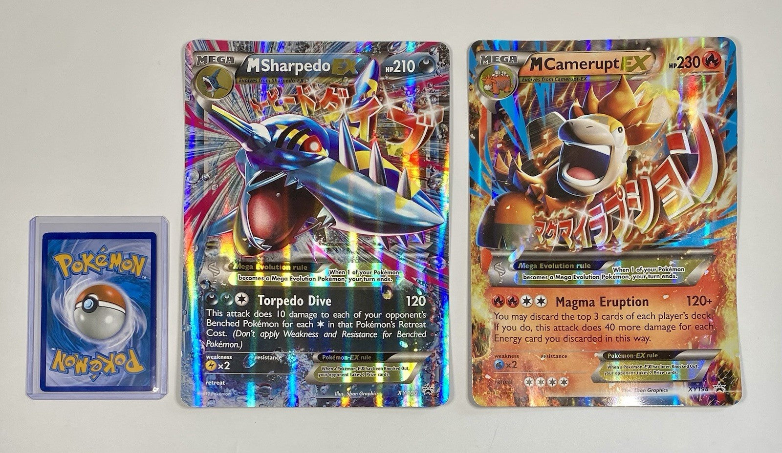 M Sharpedo EX XY200 & M Camerupt Ex XY198 Bundle Oversized Jumbo Promo Cards MP