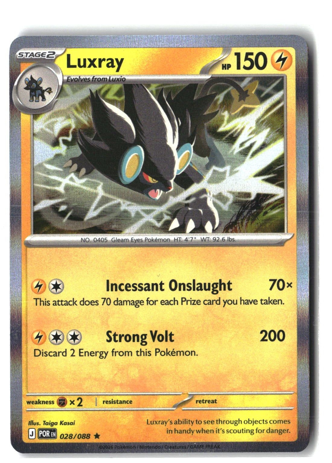 Luxray Holofoil NM (Perfect Order 028/088)