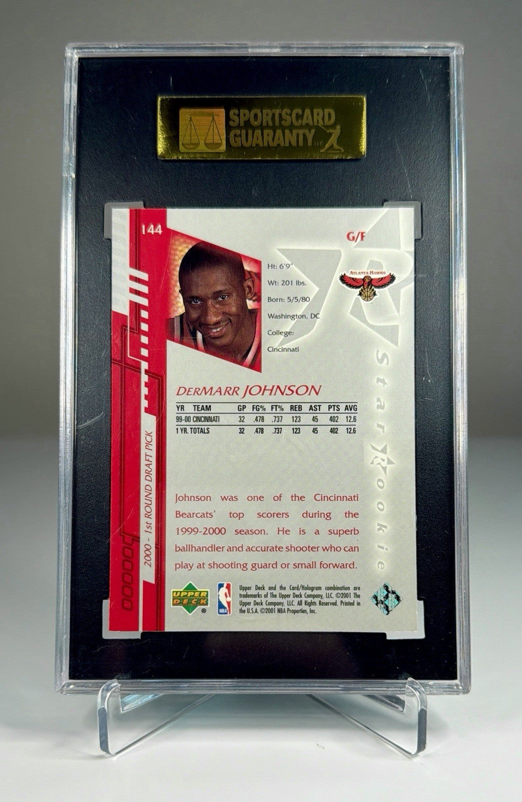 2000 UD Upper Deck Encore #144 DerMarr Johnson Rookie Card RC /1600 SGC 8.5/92
