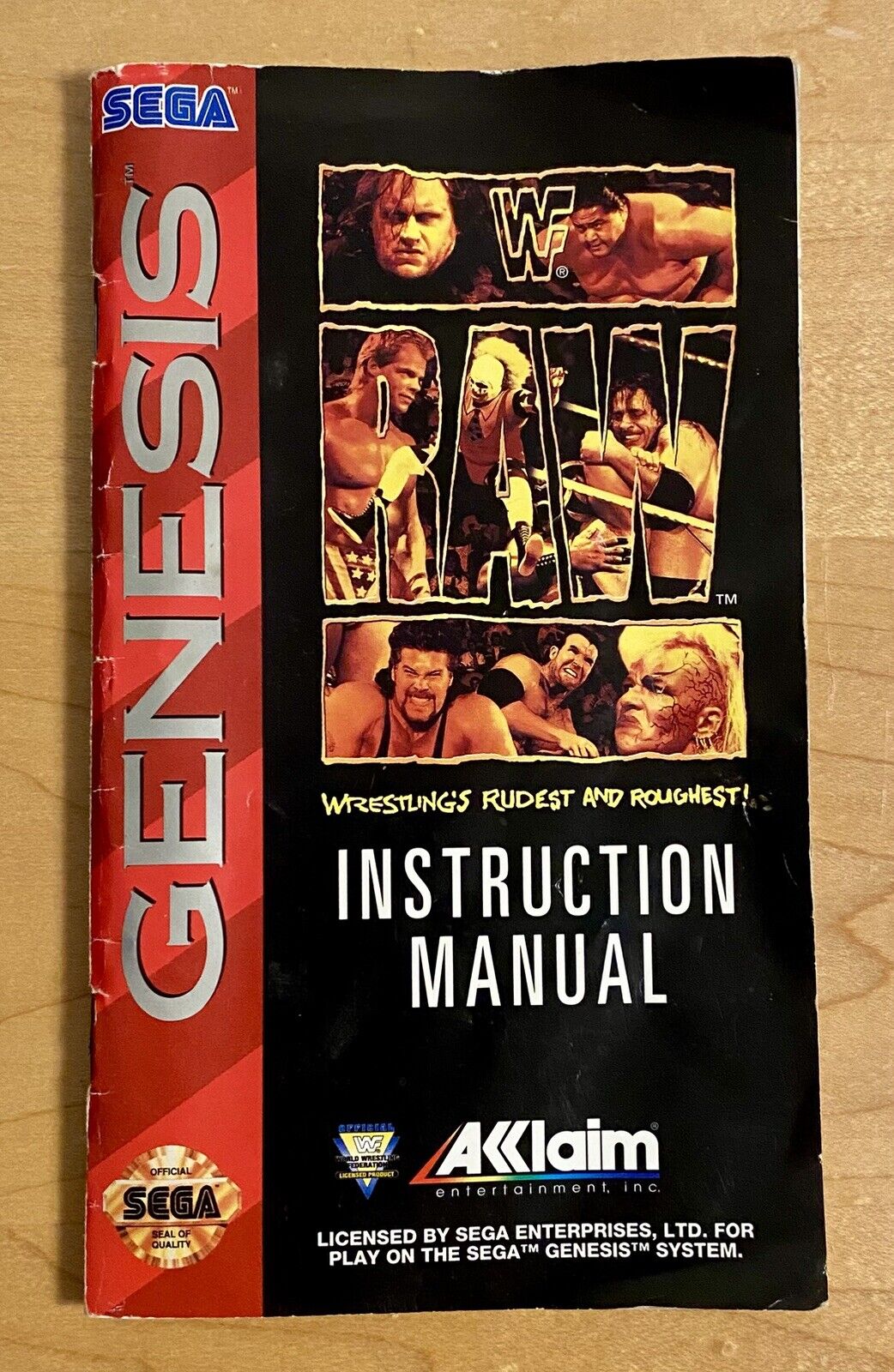 WWF Raw (Sega Genesis, 1994) CIB W/ Manual, Authentic, Cleaned, & Tested