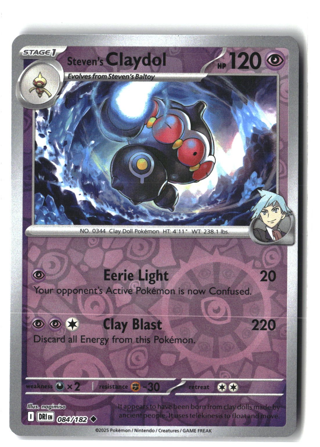 Steven's Claydol Reverse Holofoil NM (Destined Rivals 084/182)