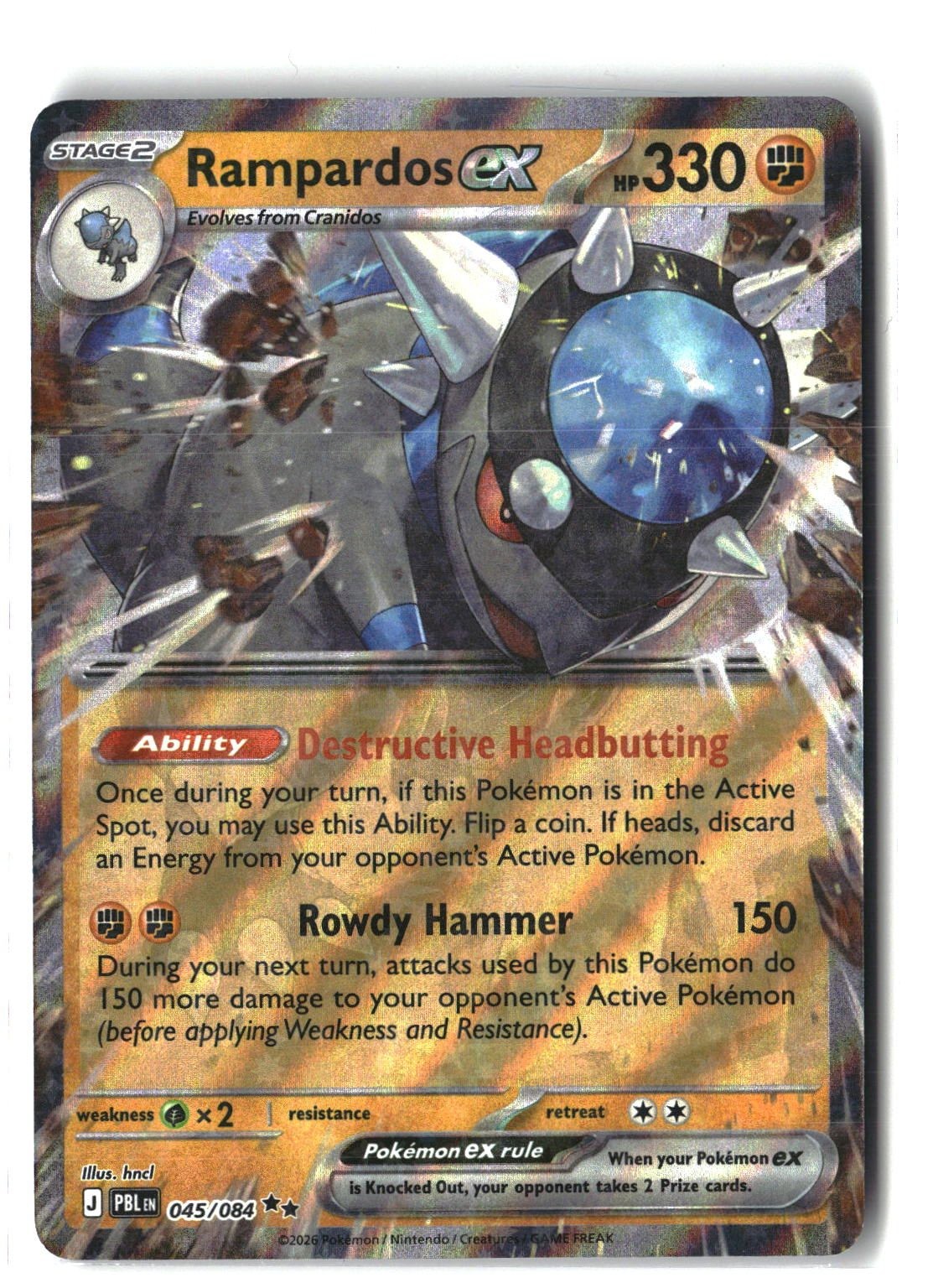 Rampardos ex Holofoil NM (Pitch Black 045/084)