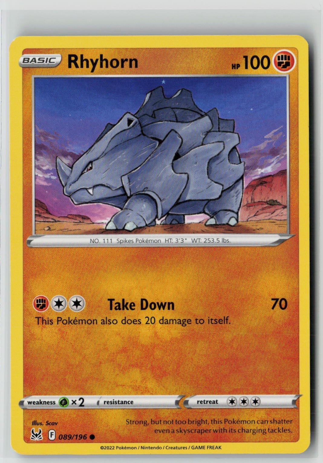 Rhyhorn (SWSH11: Lost Origin 089/196) NM