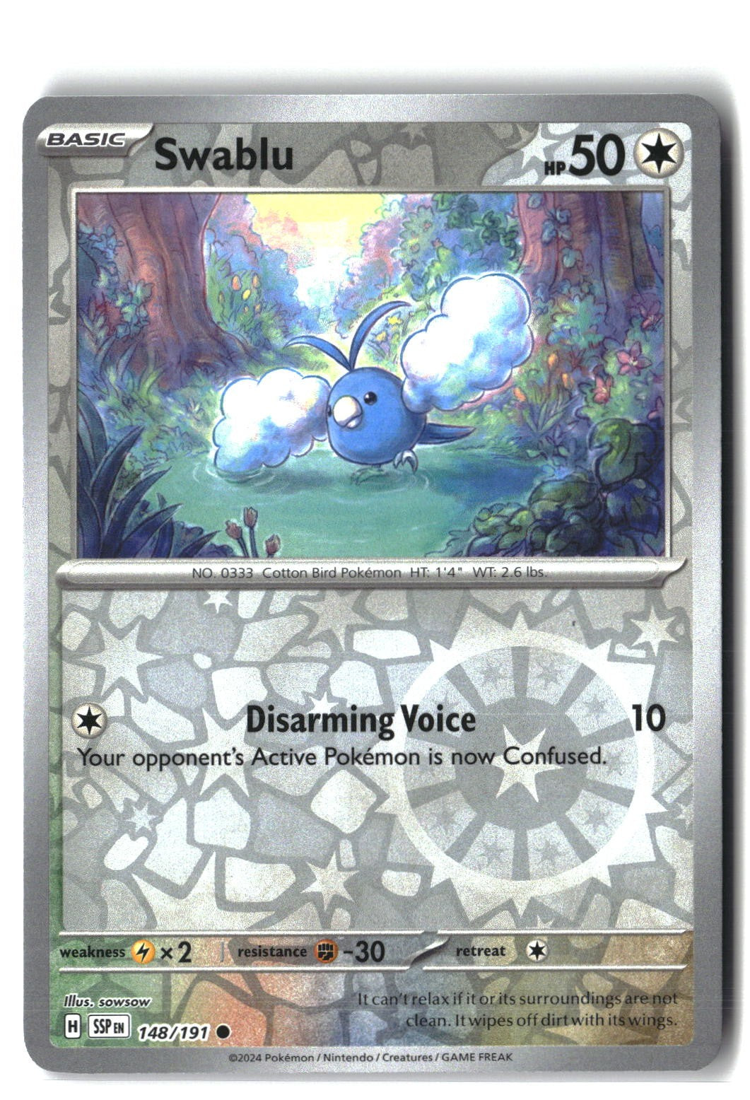 Swablu Reverse Holofoil NM (Surging Sparks 148/191)