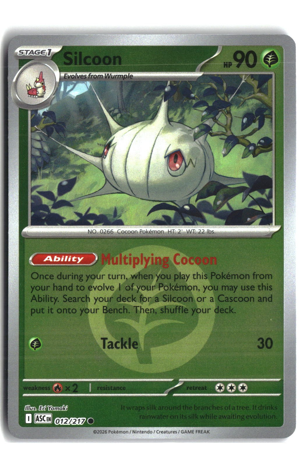 Silcoon (Energy Symbol Pattern) Reverse Holofoil NM (ME: Ascended He... 012/217)