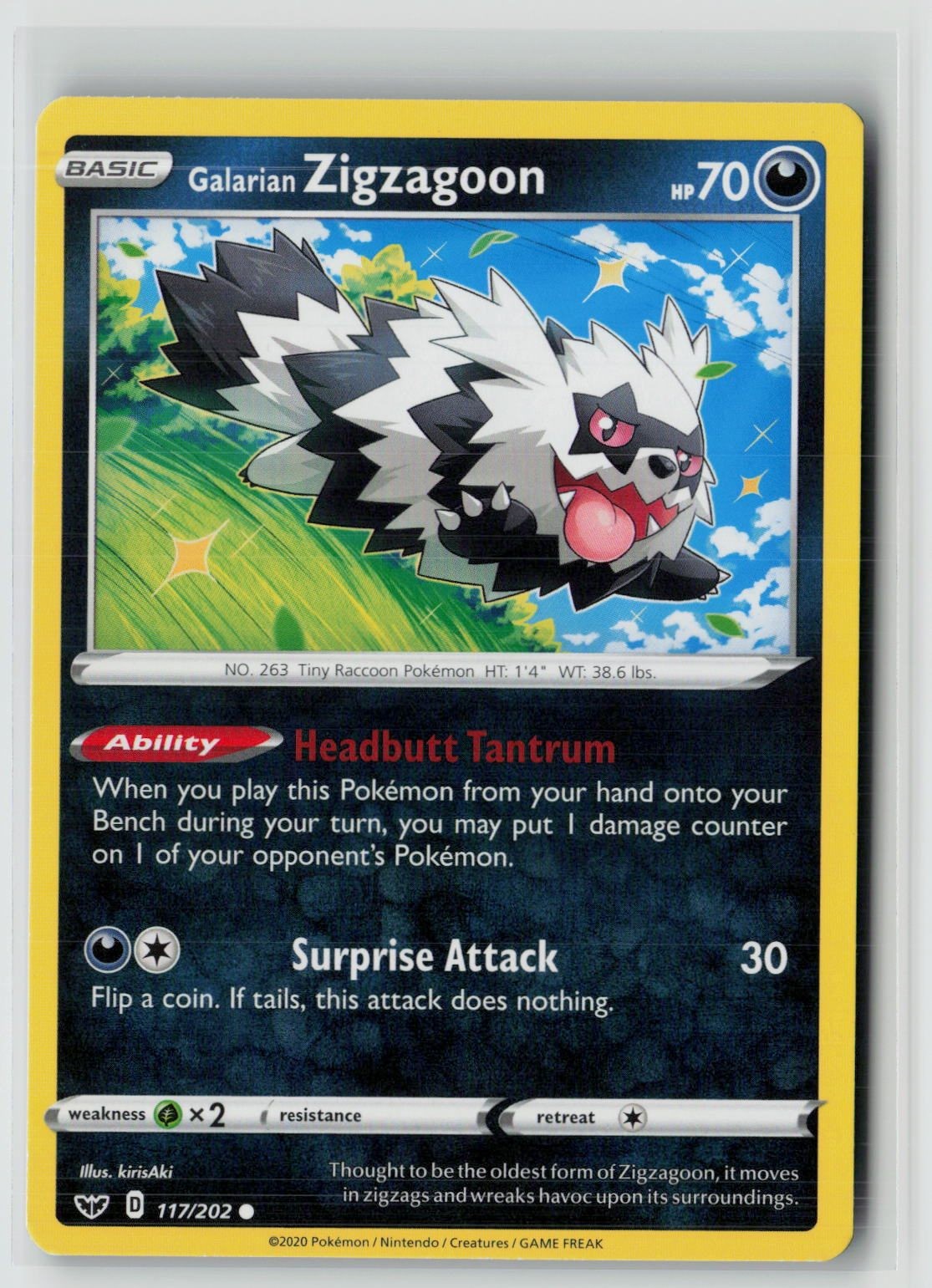 Galarian Zigzagoon (SWSH01: Sword & Shield Base Set 117/202) NM