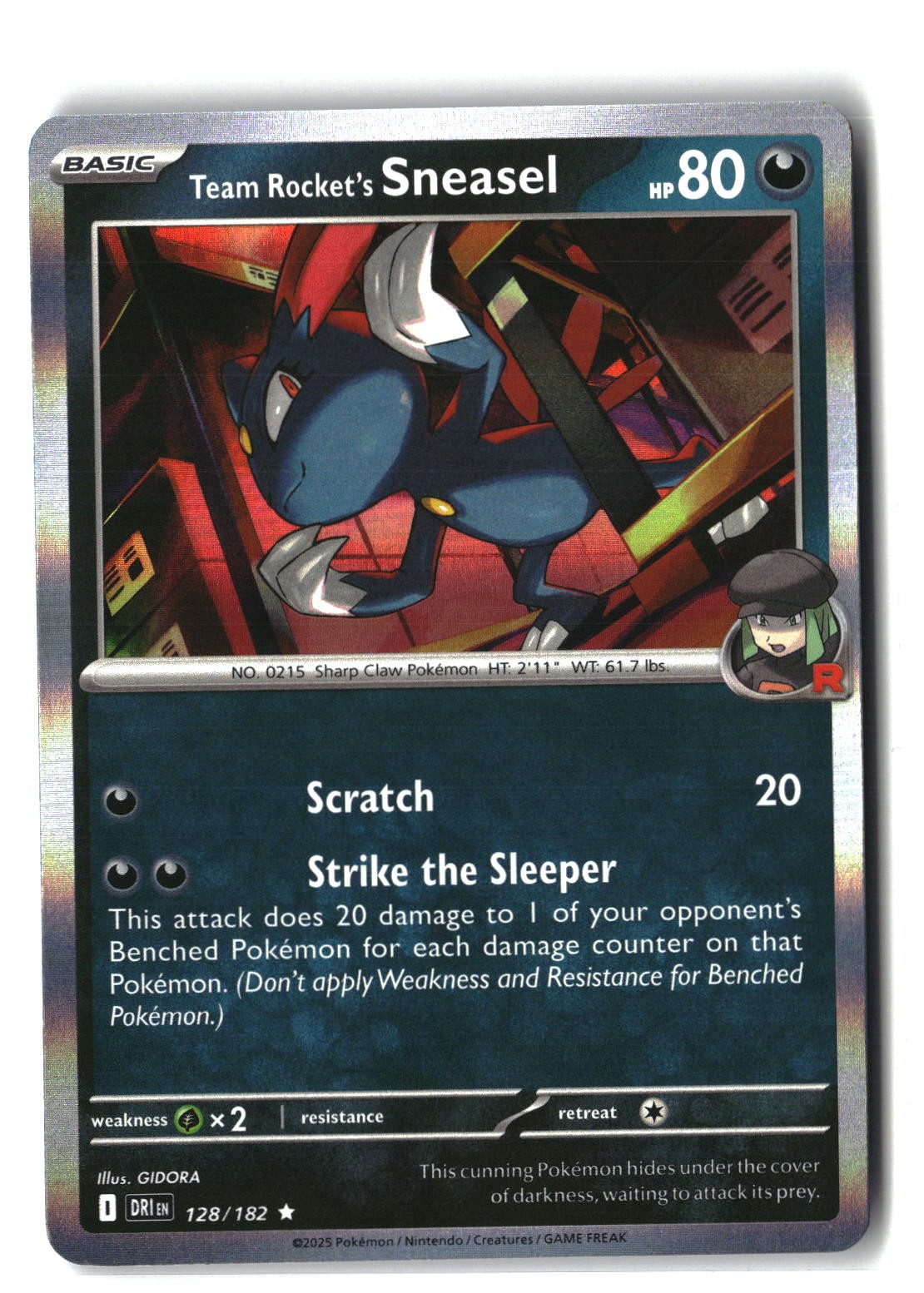 Team Rocket's Sneasel Holofoil NM (Destined Rivals 128/182)
