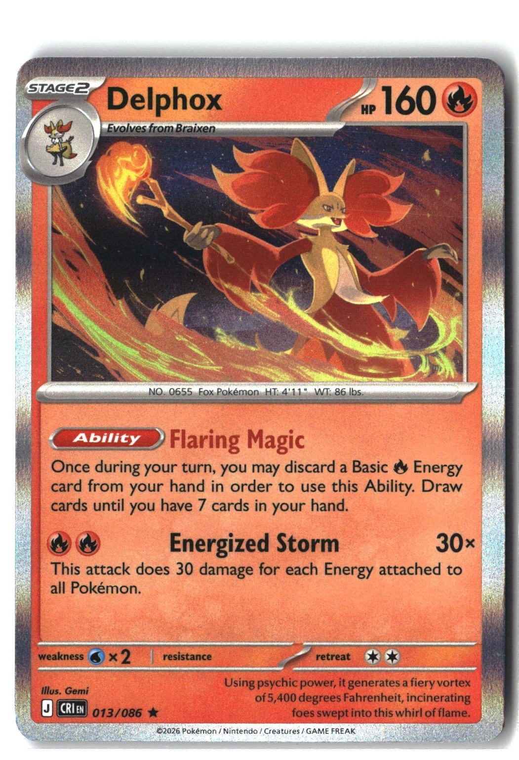 Delphox Holofoil NM (Chaos Rising 013/086)