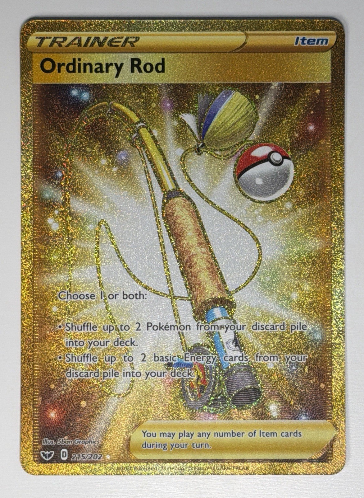Ordinary Rod 215/202 Secret Rare Sword & Shield Pokemon Holo Near Mint NM