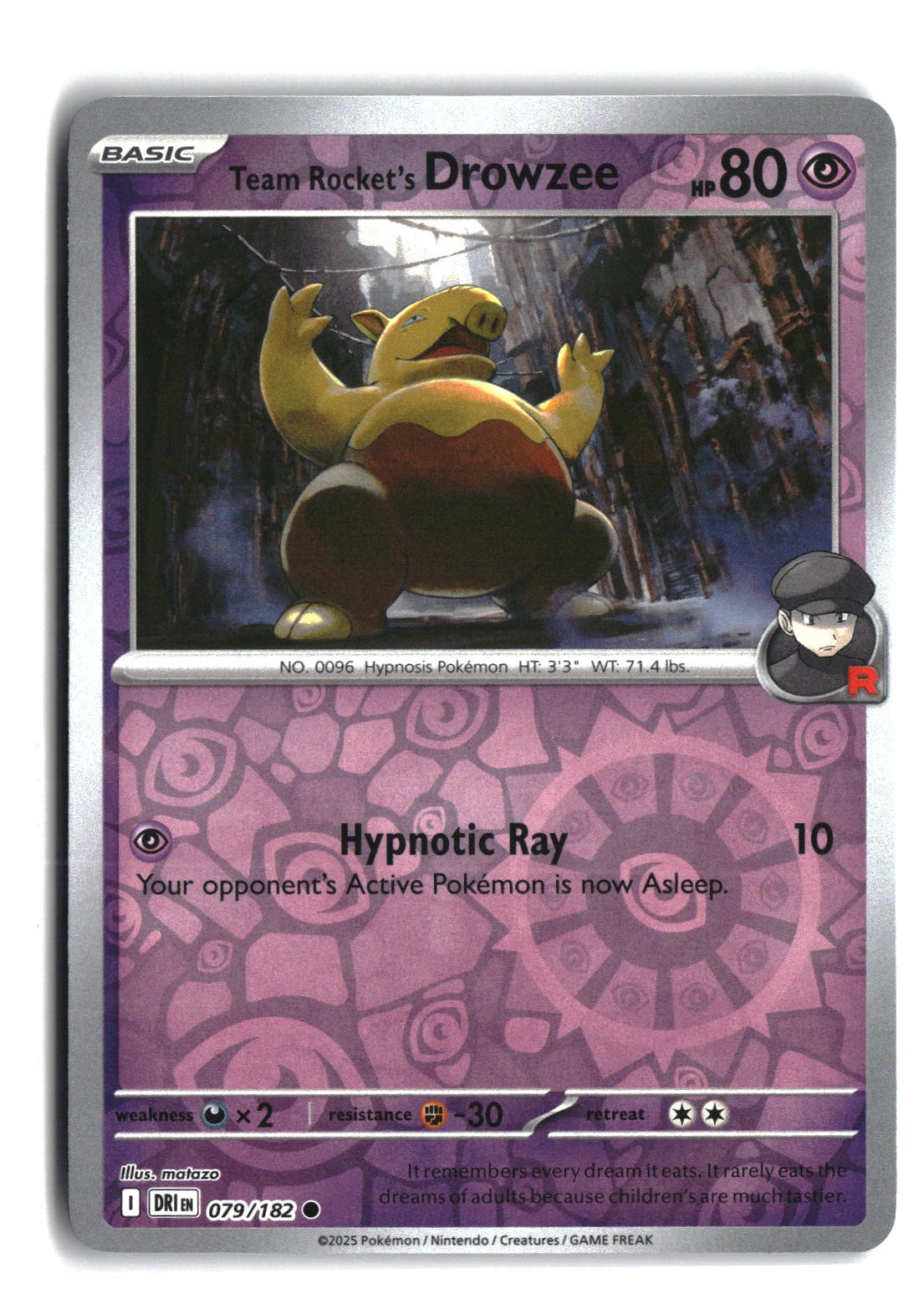 Team Rocket's Drowzee Reverse Holofoil NM (Destined Rivals 079/182)
