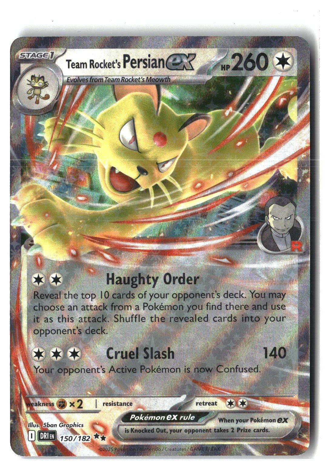 Team Rocket's Persian ex Holofoil NM (Destined Rivals 150/182)