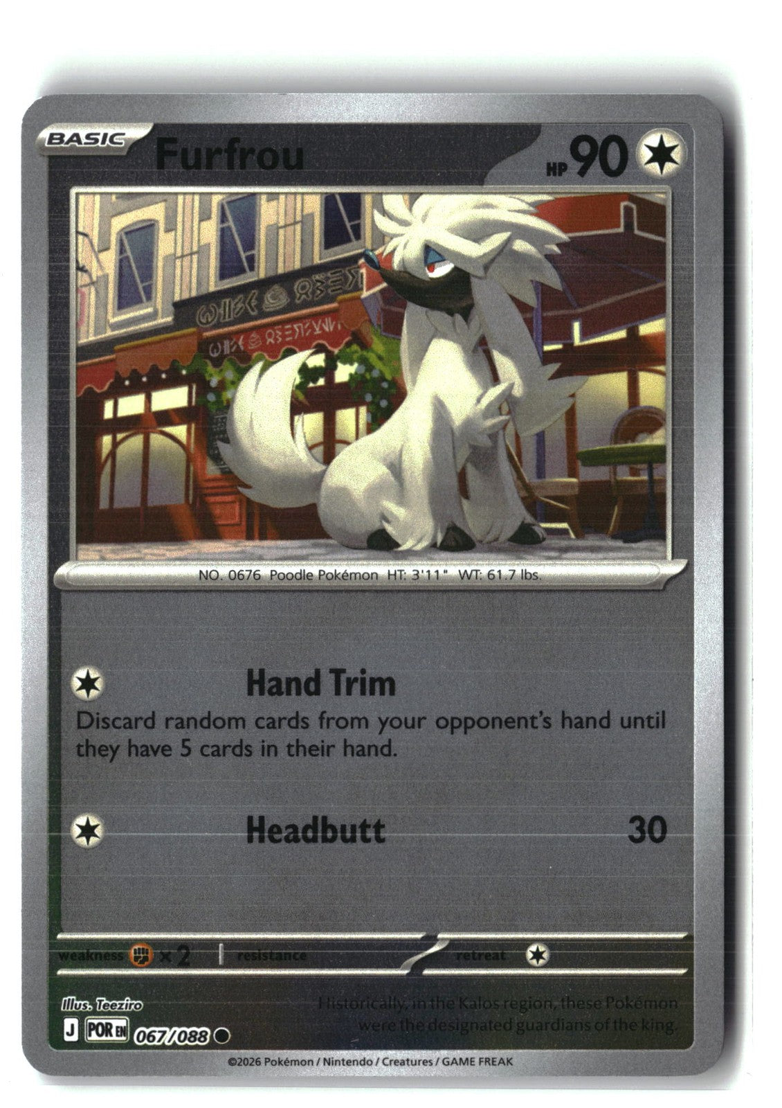 Furfrou Reverse Holofoil NM (Perfect Order 067/088)