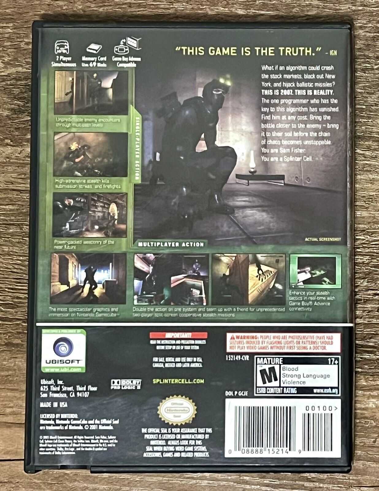 Tom Clancy's Splinter Cell: Chaos Theory GameCube 2005 CIB W Reg Card Tested!