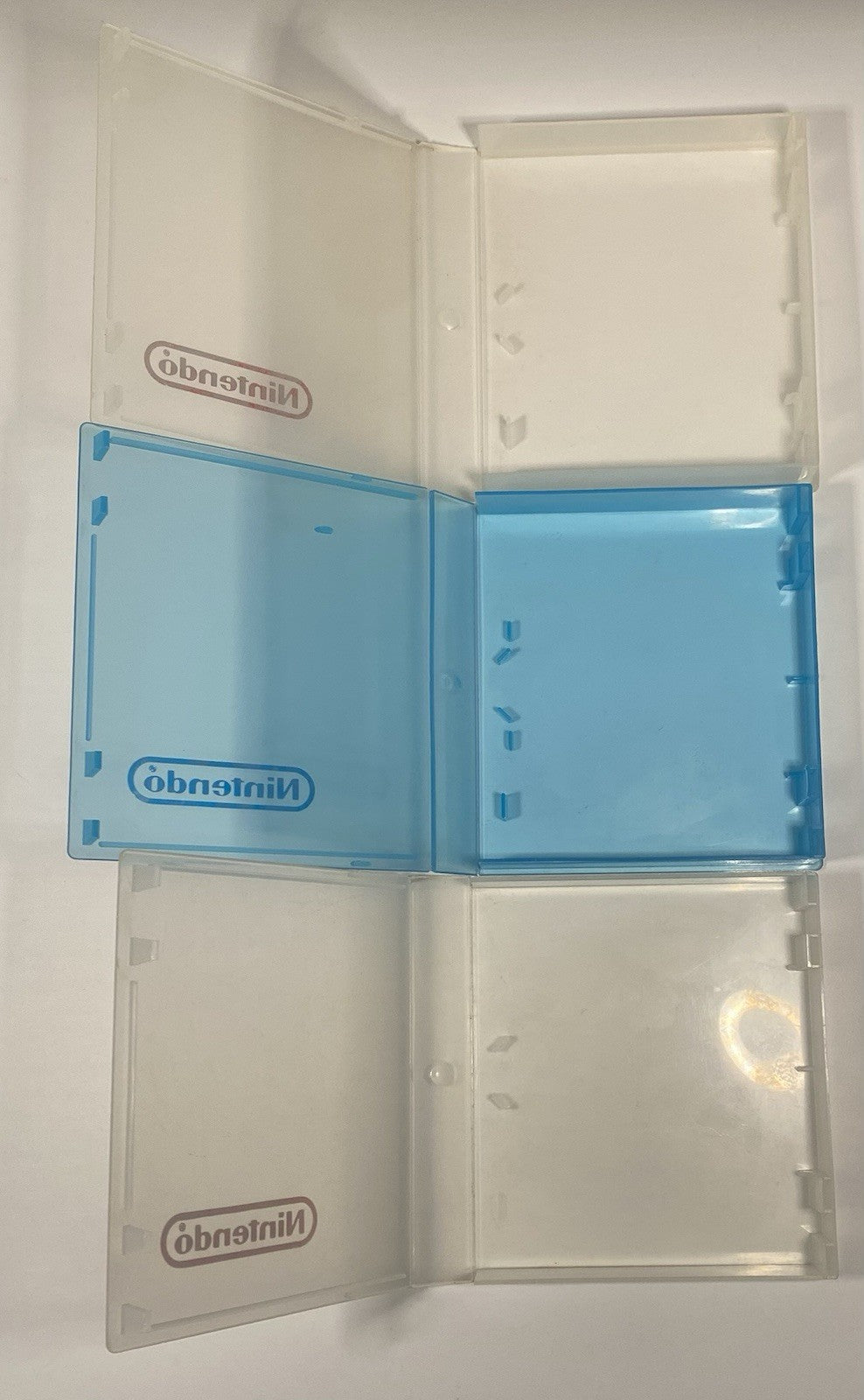NES Nintendo Hard Clamshell Clear & Blue Plastic Game Cases Original Lot Of 3