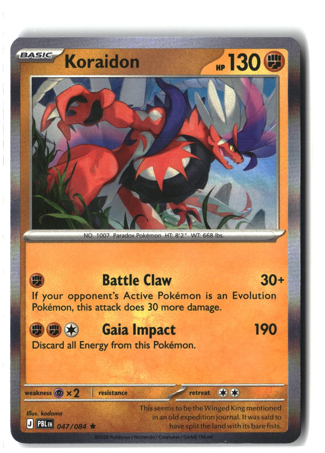 Koraidon Holofoil NM (Pitch Black 047/084)