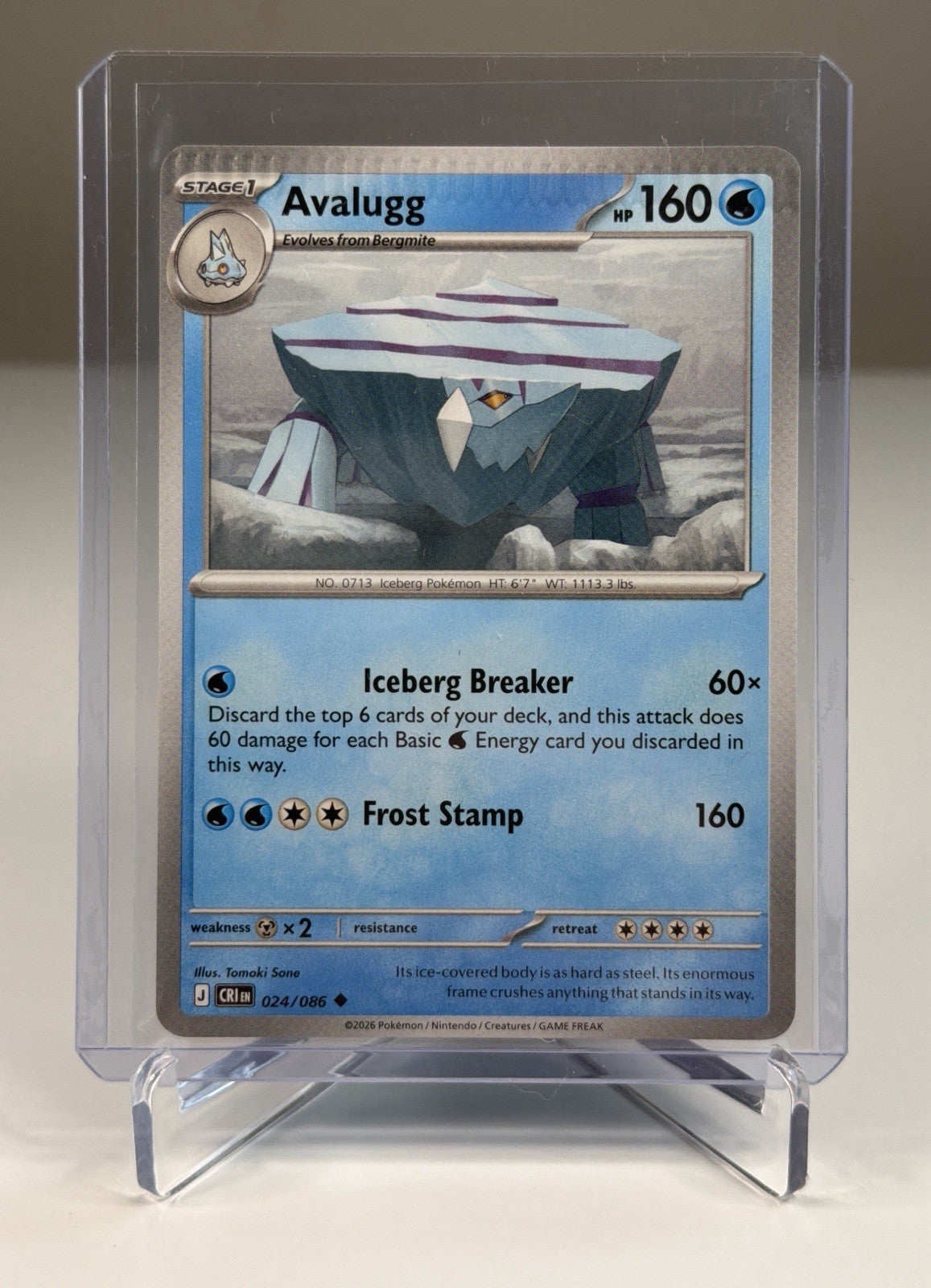 Avalugg Pokemon TCG MISPRINT Uncommon ME04: Chaos Rising 024/086 NM Near Mint