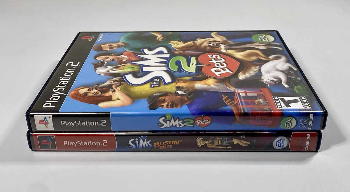 The Sims Bundle: Busting’ Out & Sims 2 Pets (Sony Playstation 2) Both CIB & Work