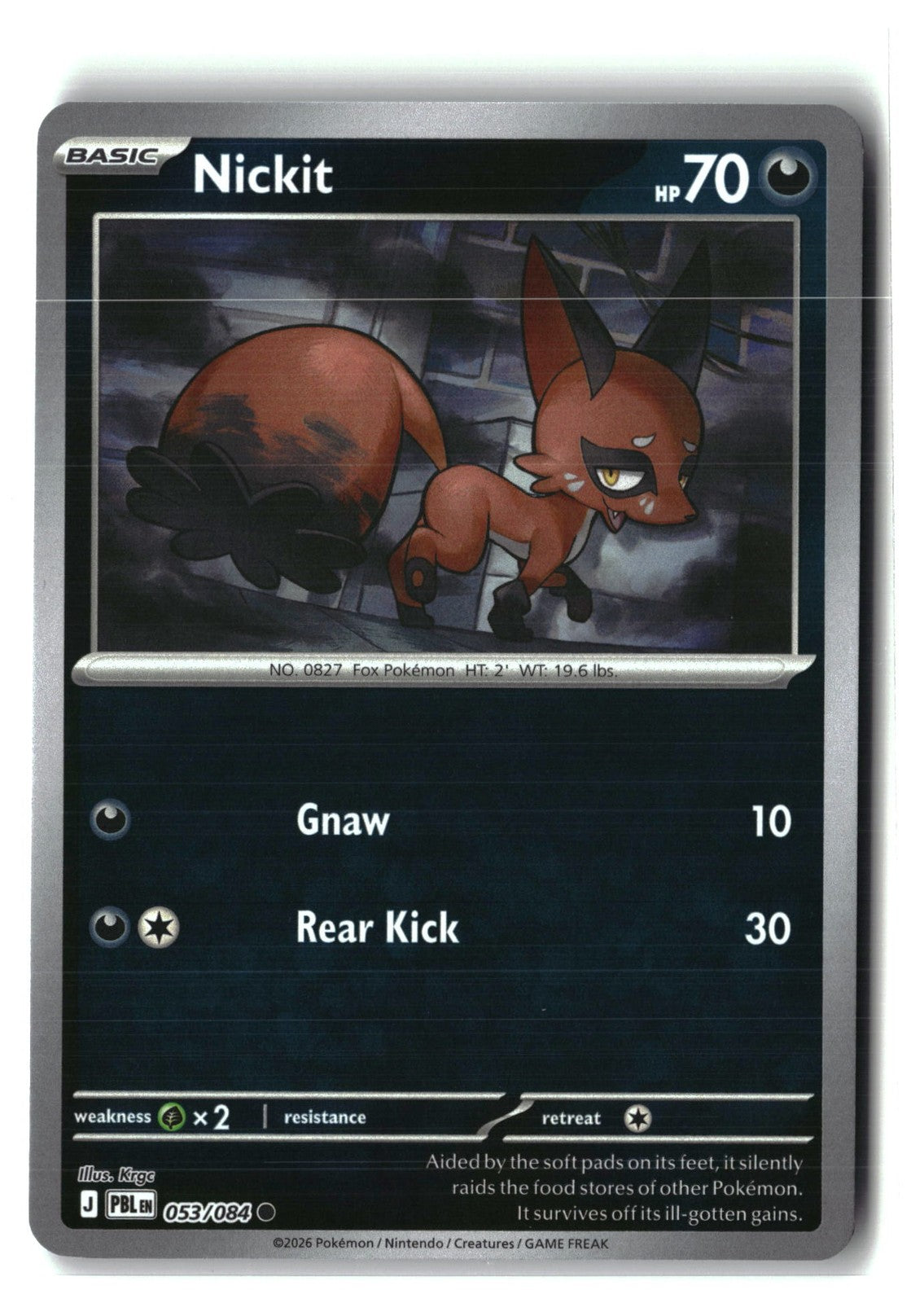 Nickit Reverse Holofoil NM (Pitch Black 053/084)