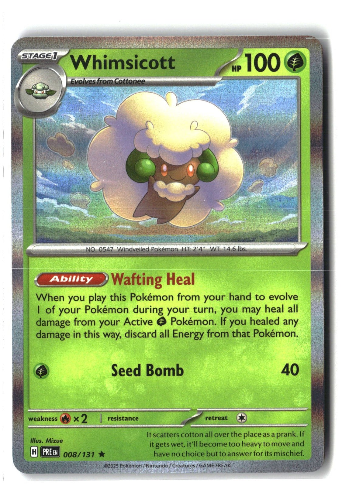 Whimsicott Holofoil NM (SV: Prismatic Evolutions 008/131)