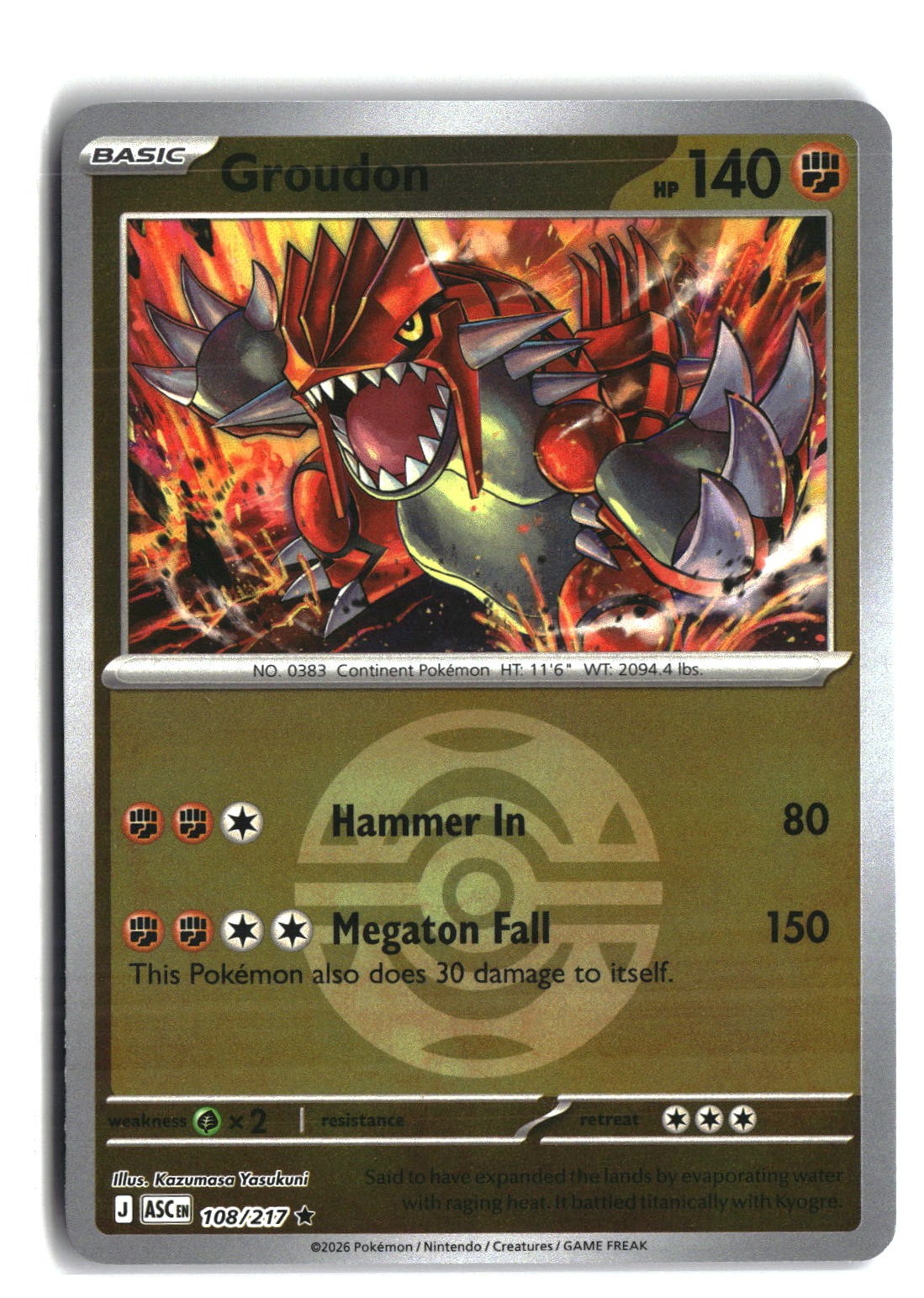 Groudon (Dusk Ball) Reverse Holofoil NM (ME: Ascended Heroes 108/217)