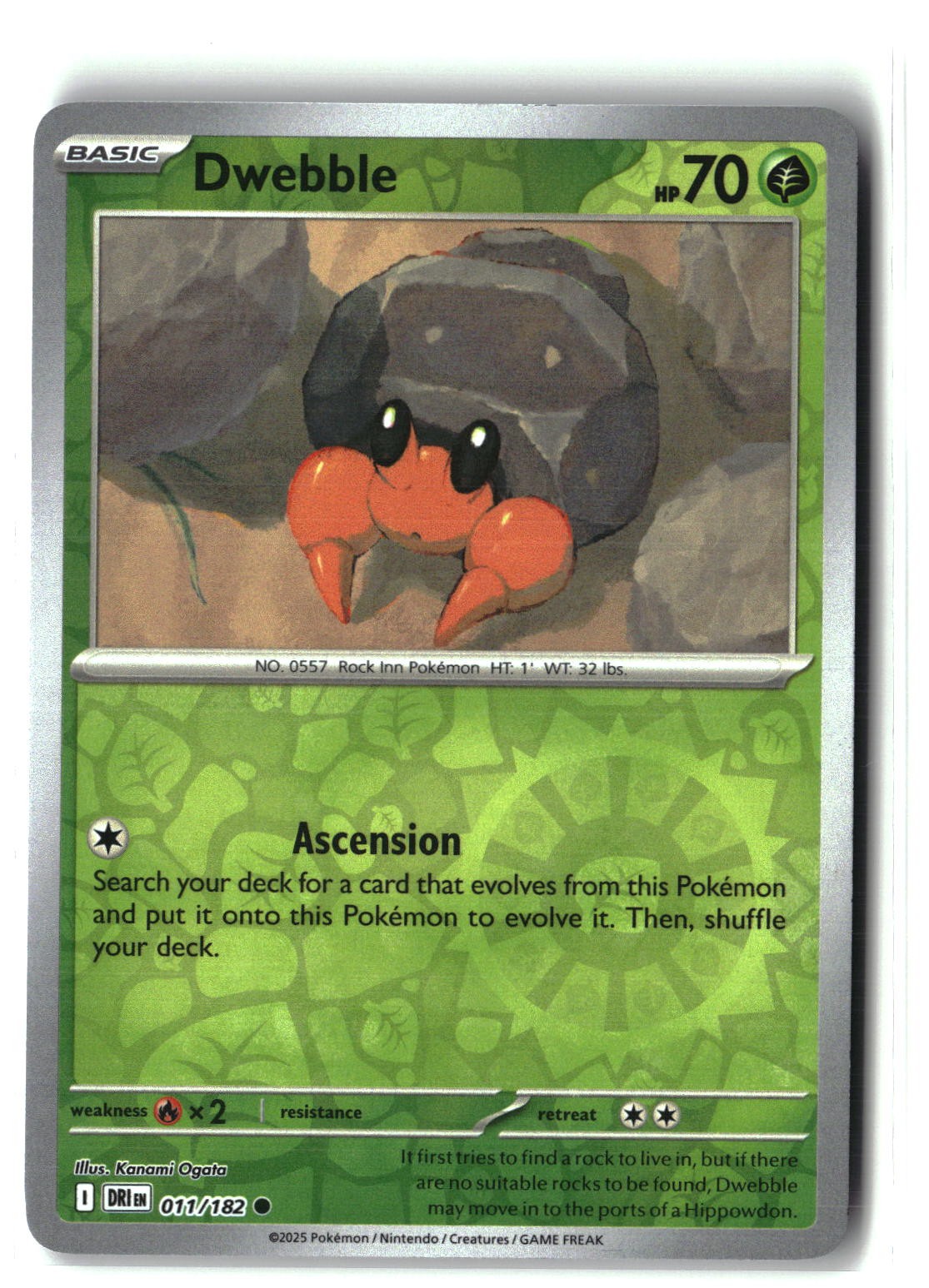Dwebble Reverse Holofoil NM (Destined Rivals 011/182)