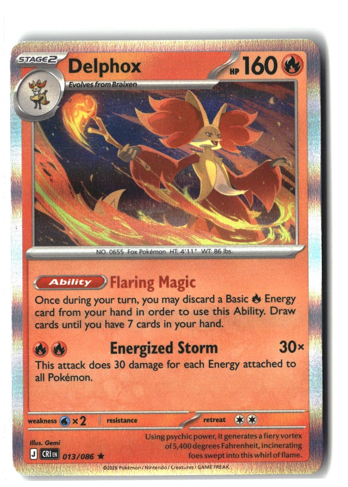 Delphox Holofoil NM (Chaos Rising 013/086)