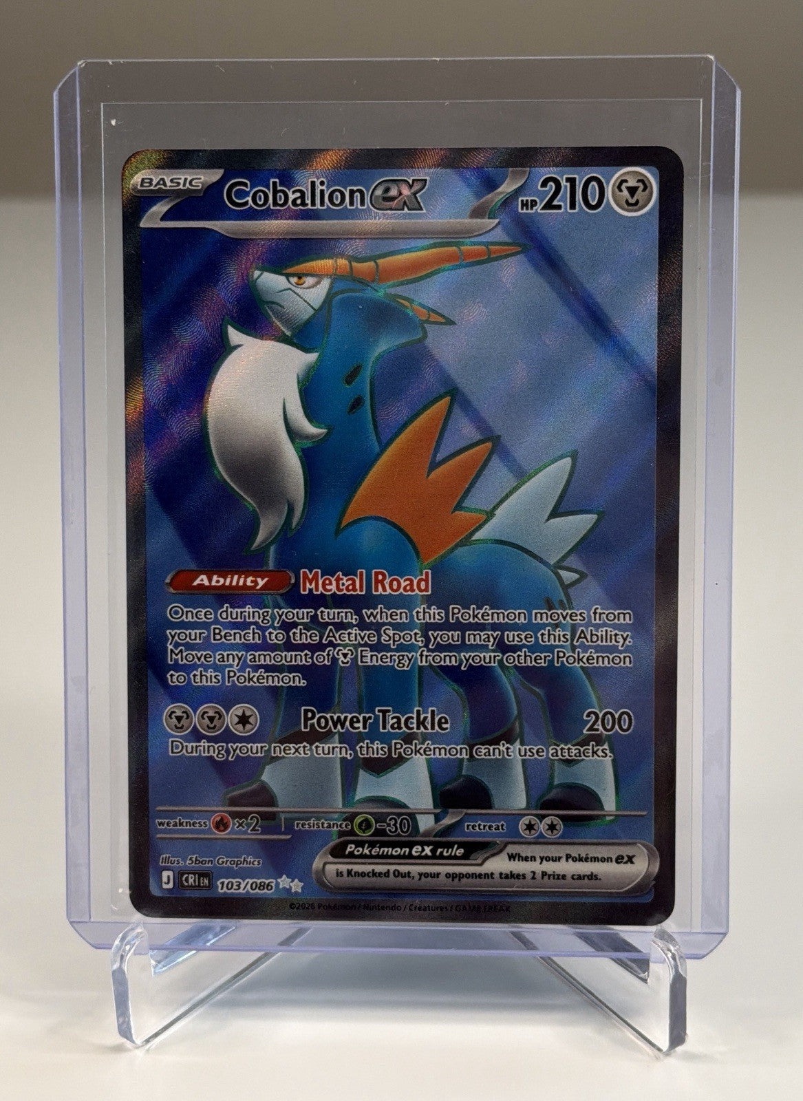 Cobalion ex 103/086 Chaos Rising Holo Ultra Rare Pokemon TCG NM Near Mint