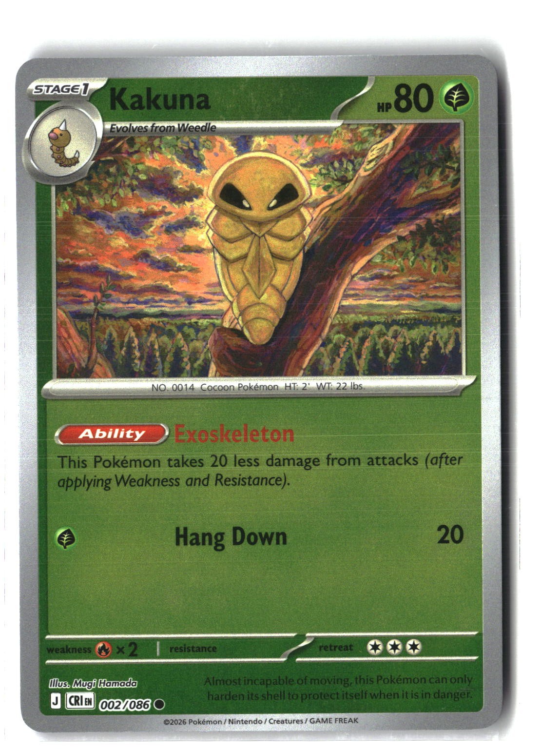 Kakuna Reverse Holofoil NM (Chaos Rising 002/086)