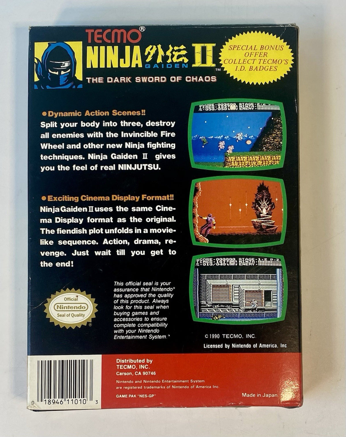 Ninja Gaiden II 2 The Dark Sword of Chaos Nintendo NES Complete in Box CIB Works