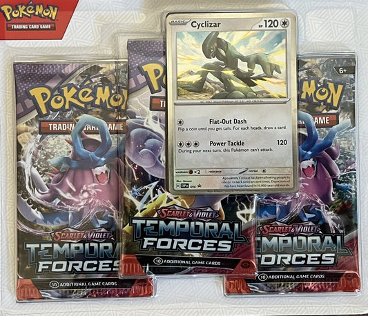 Pokemon Scarlet & Violet: Temporal Forces 3-Pack Booster Blister Pack - CYCLIZAR