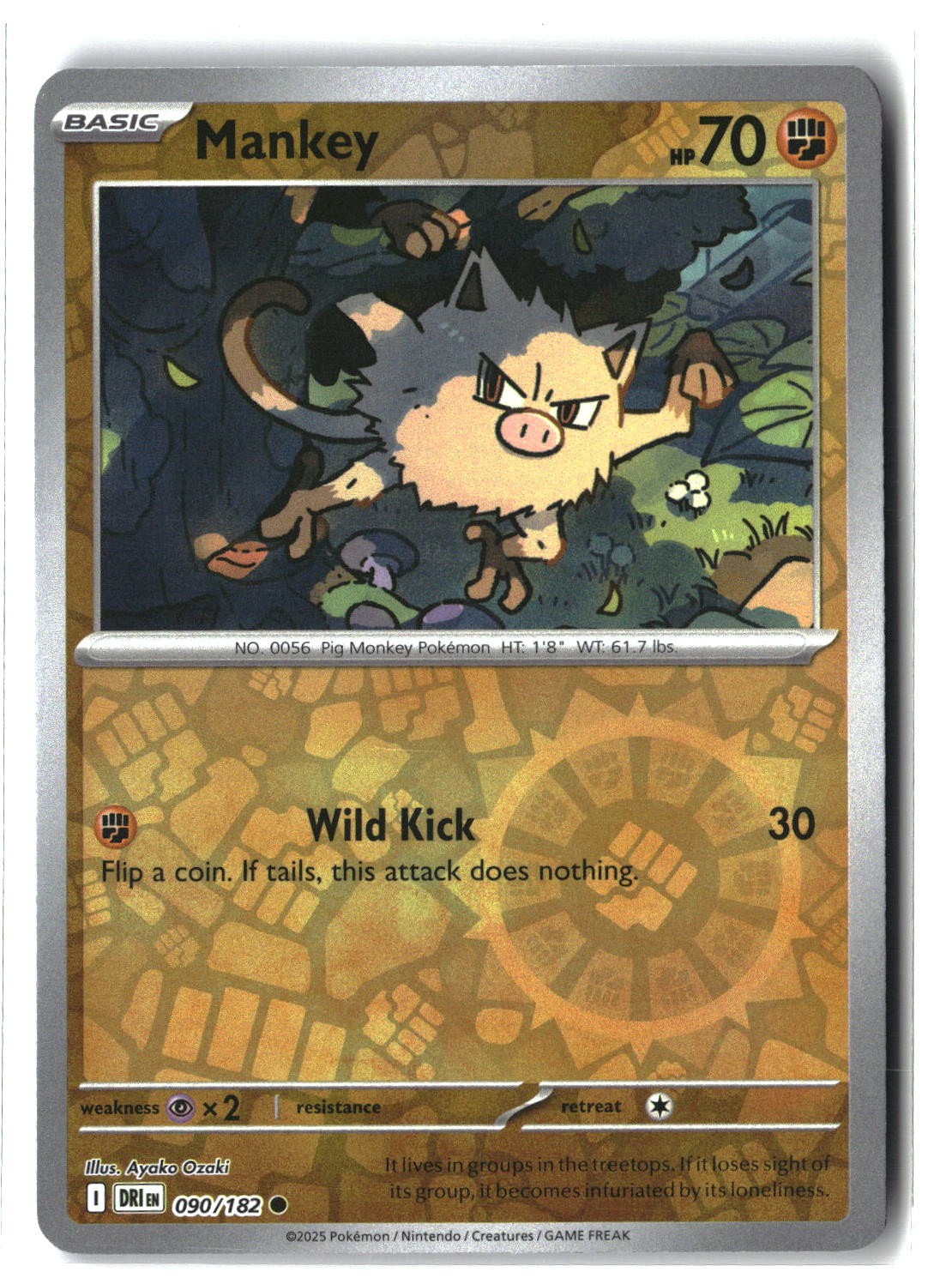 Mankey Reverse Holofoil NM (Destined Rivals 090/182)
