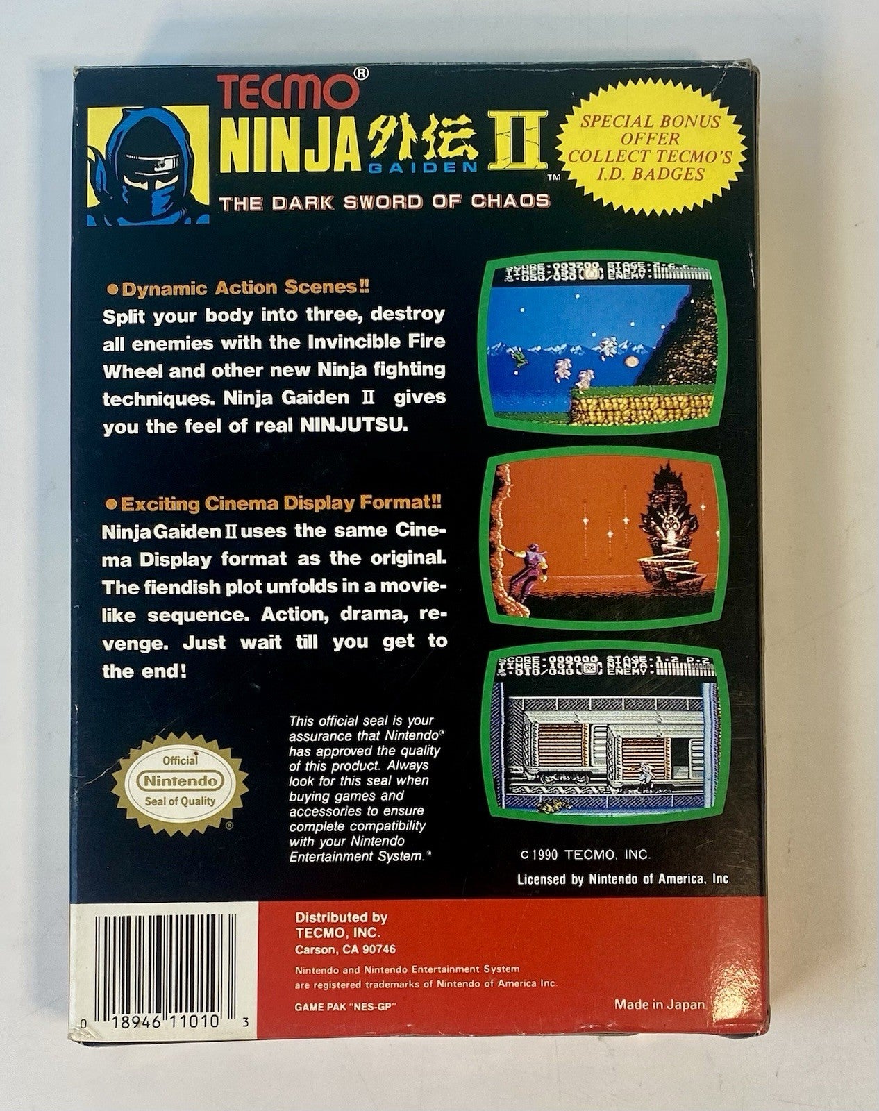 Ninja Gaiden II 2 The Dark Sword of Chaos Nintendo NES Complete in Box CIB Works