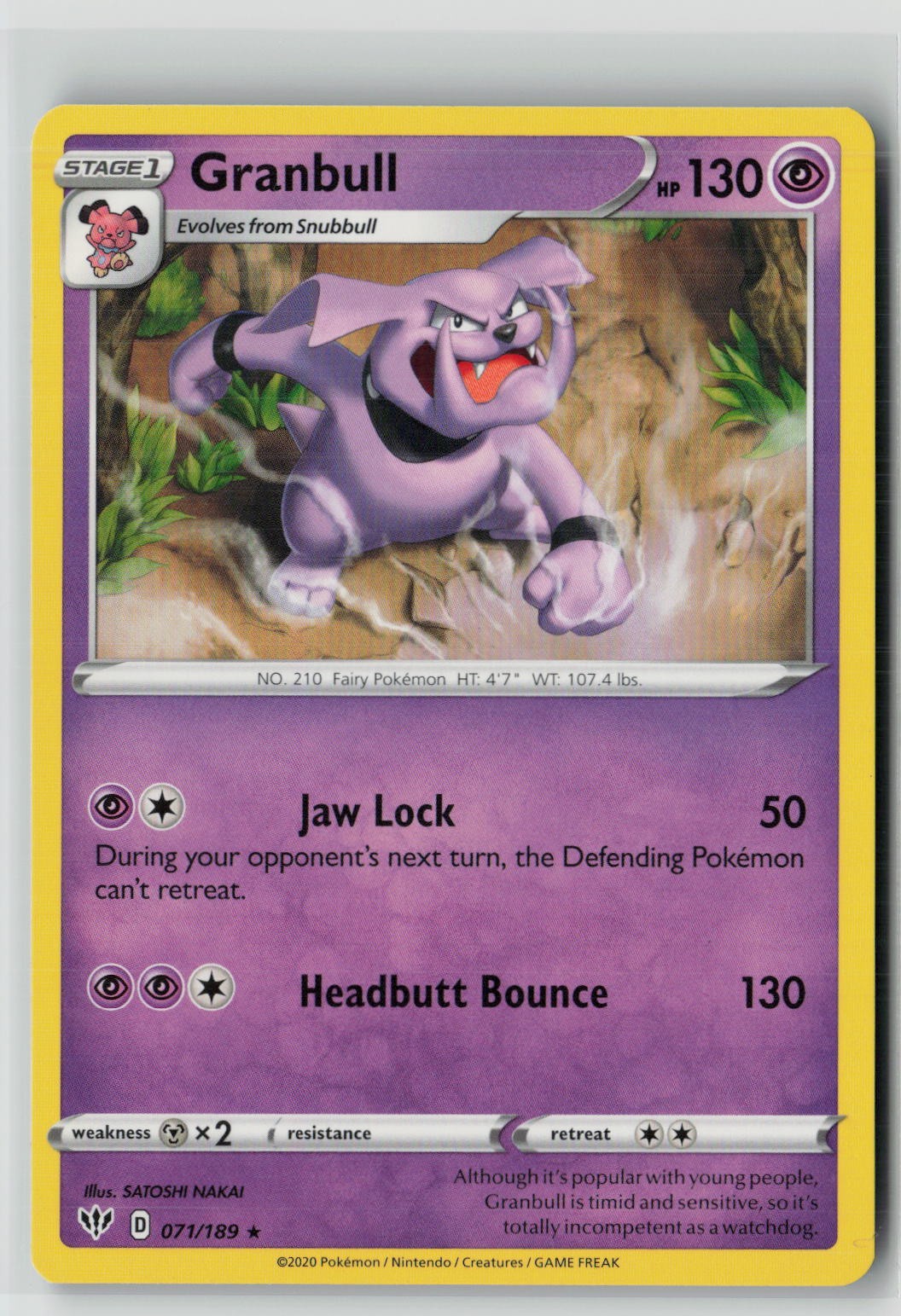 Granbull (SWSH03: Darkness Ablaze 071/189) NM