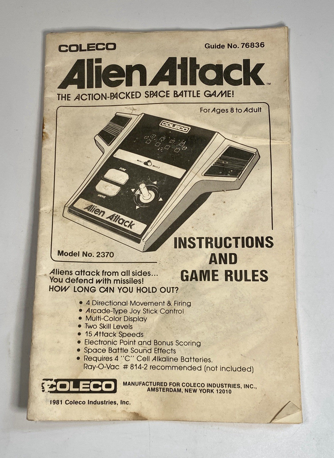 Vintage Alien Attack Electronic Handheld Game Complete w/ Box & Manual Tested